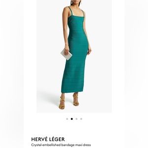Herve Leger emerald green dress